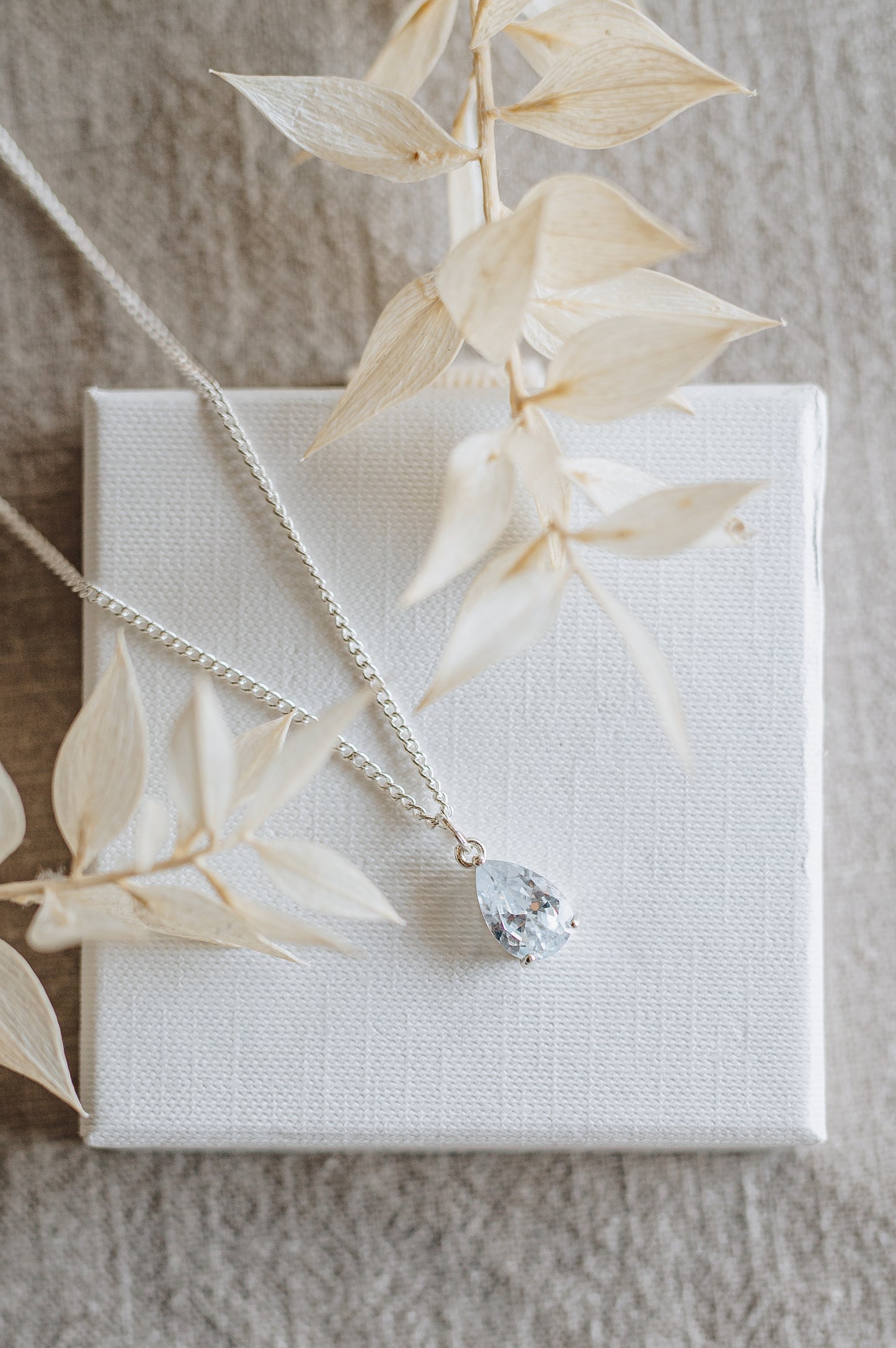 "Aether" necklace with rhinestone pendant