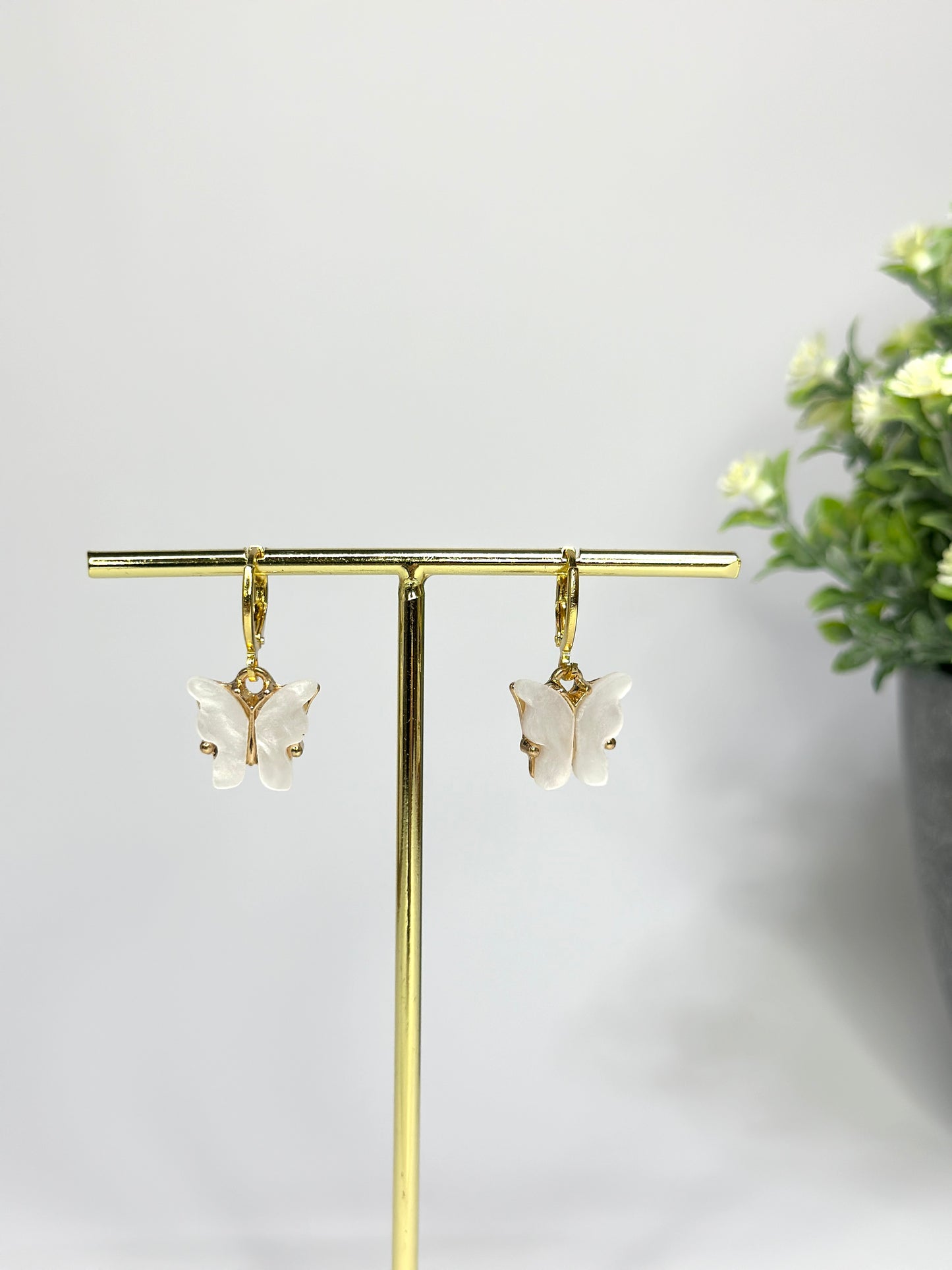 "Butterfly" hoop earrings with butterfly pendant