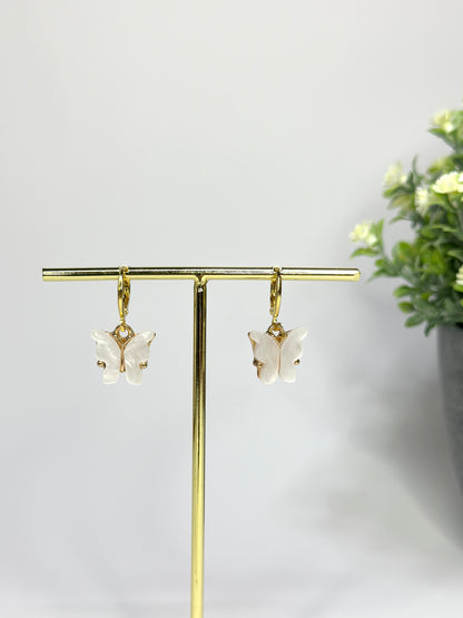 "Butterfly" hoop earrings with butterfly pendant