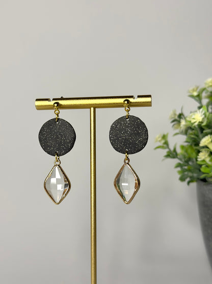 "Flair" round earrings with glass pendant