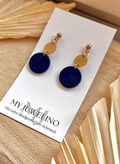 COCO - Black earrings with silver/gold discs