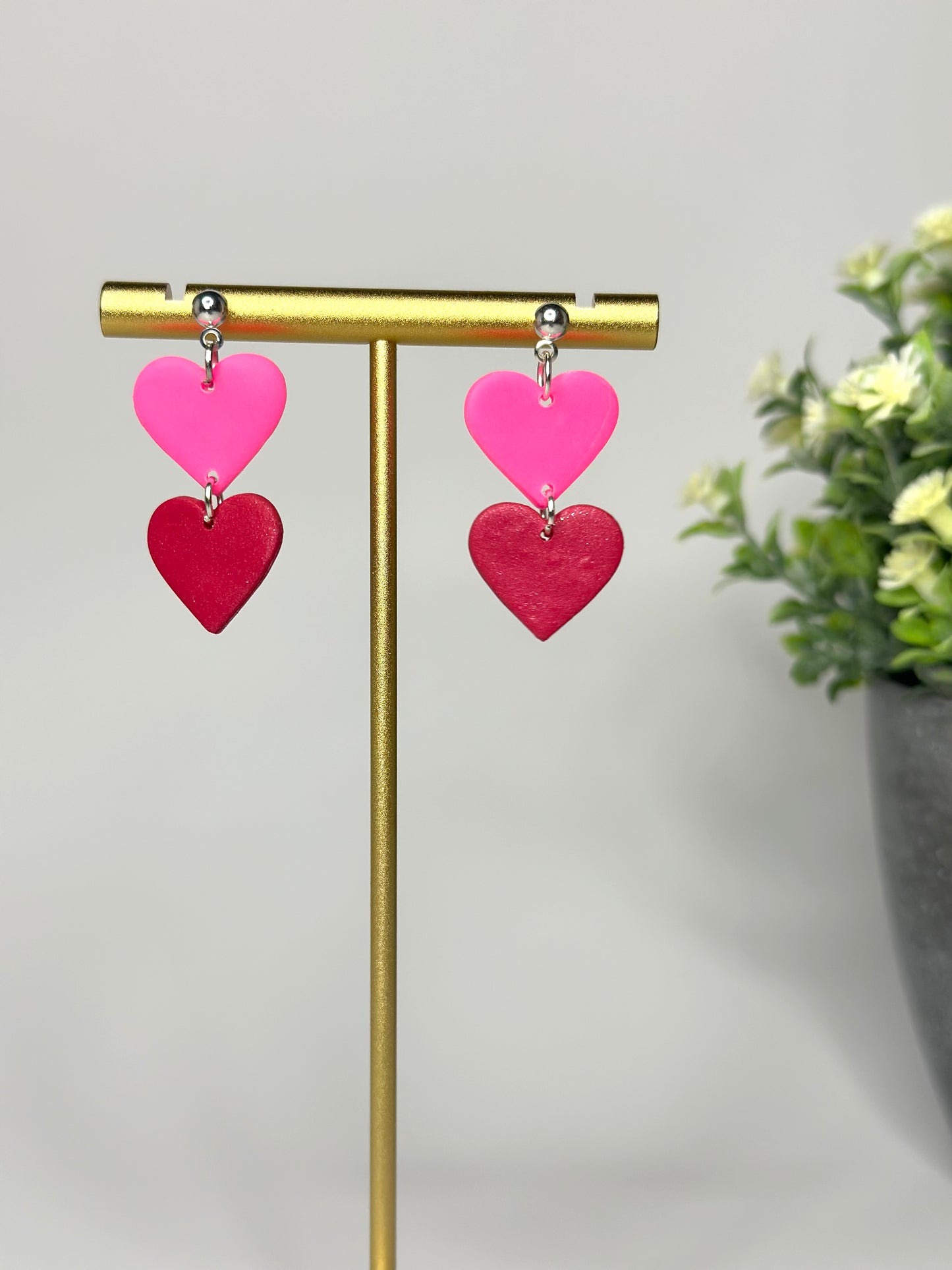 "Lovely" earrings in double heart shape