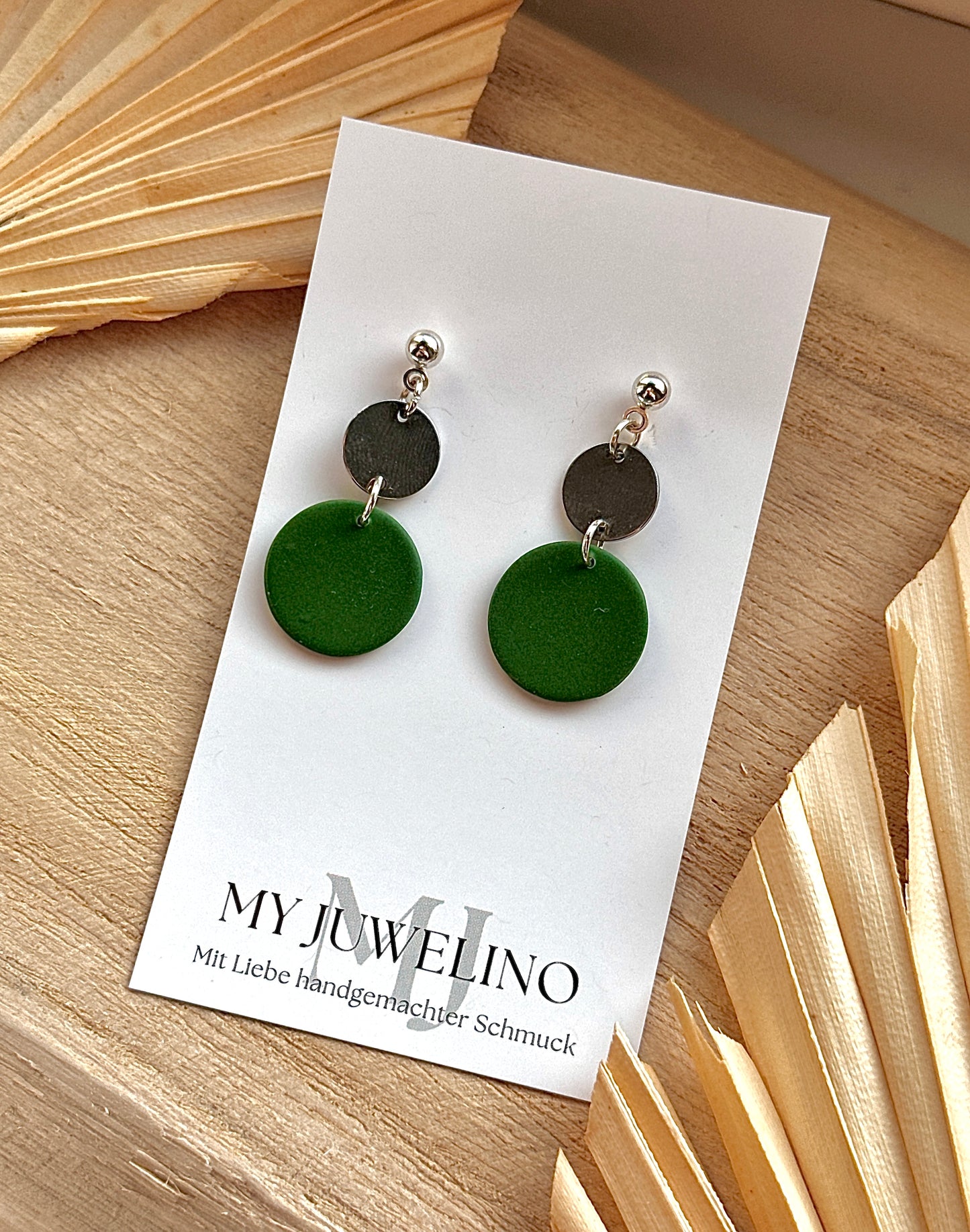 COCO - Black earrings with silver/gold discs