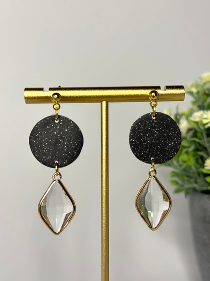 "Flair" round earrings with glass pendant