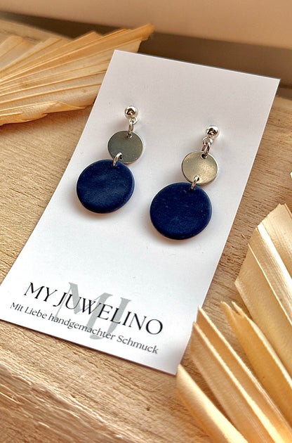 COCO - Black earrings with silver/gold discs