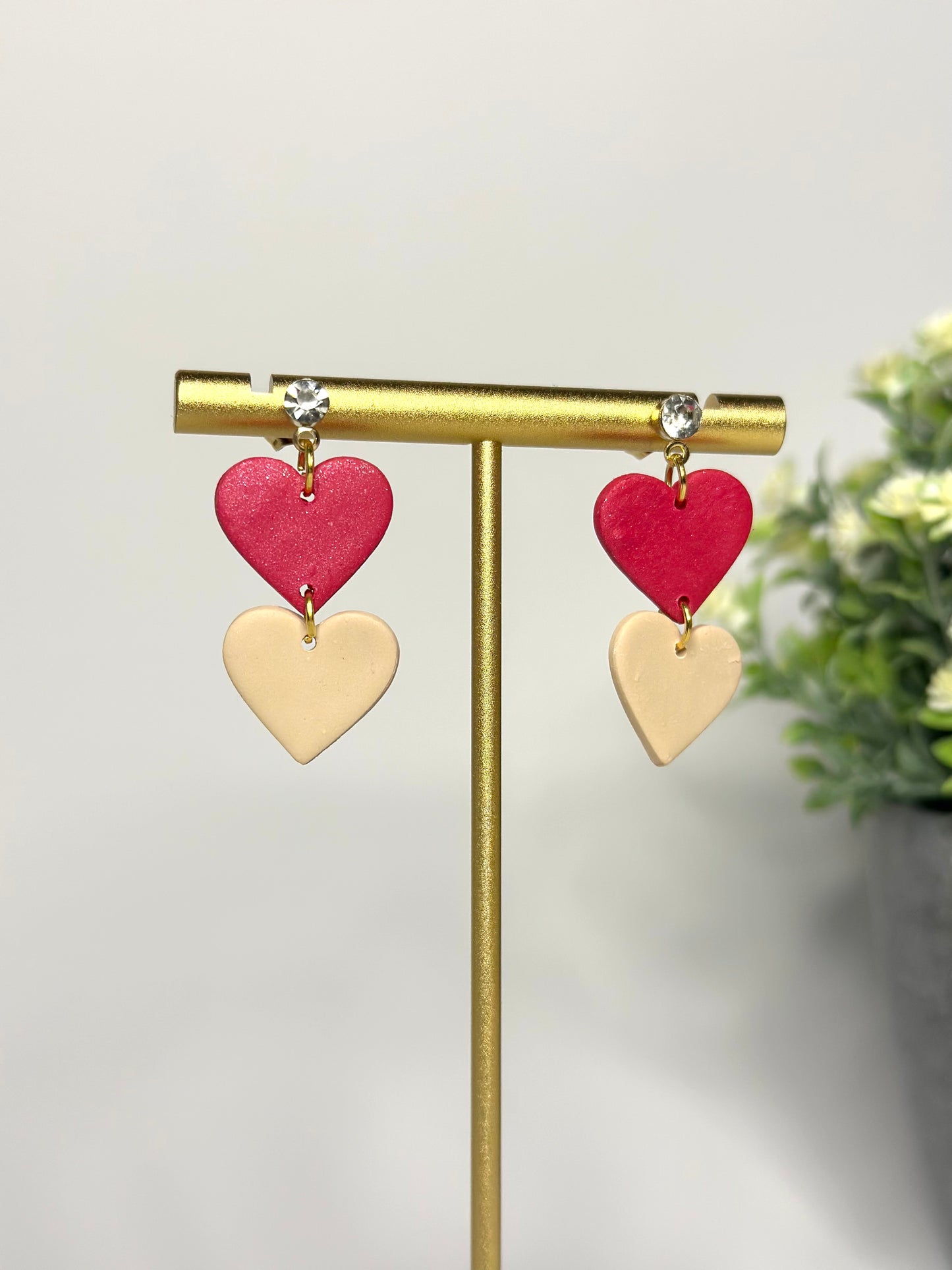 "Lovely" earrings in double heart shape