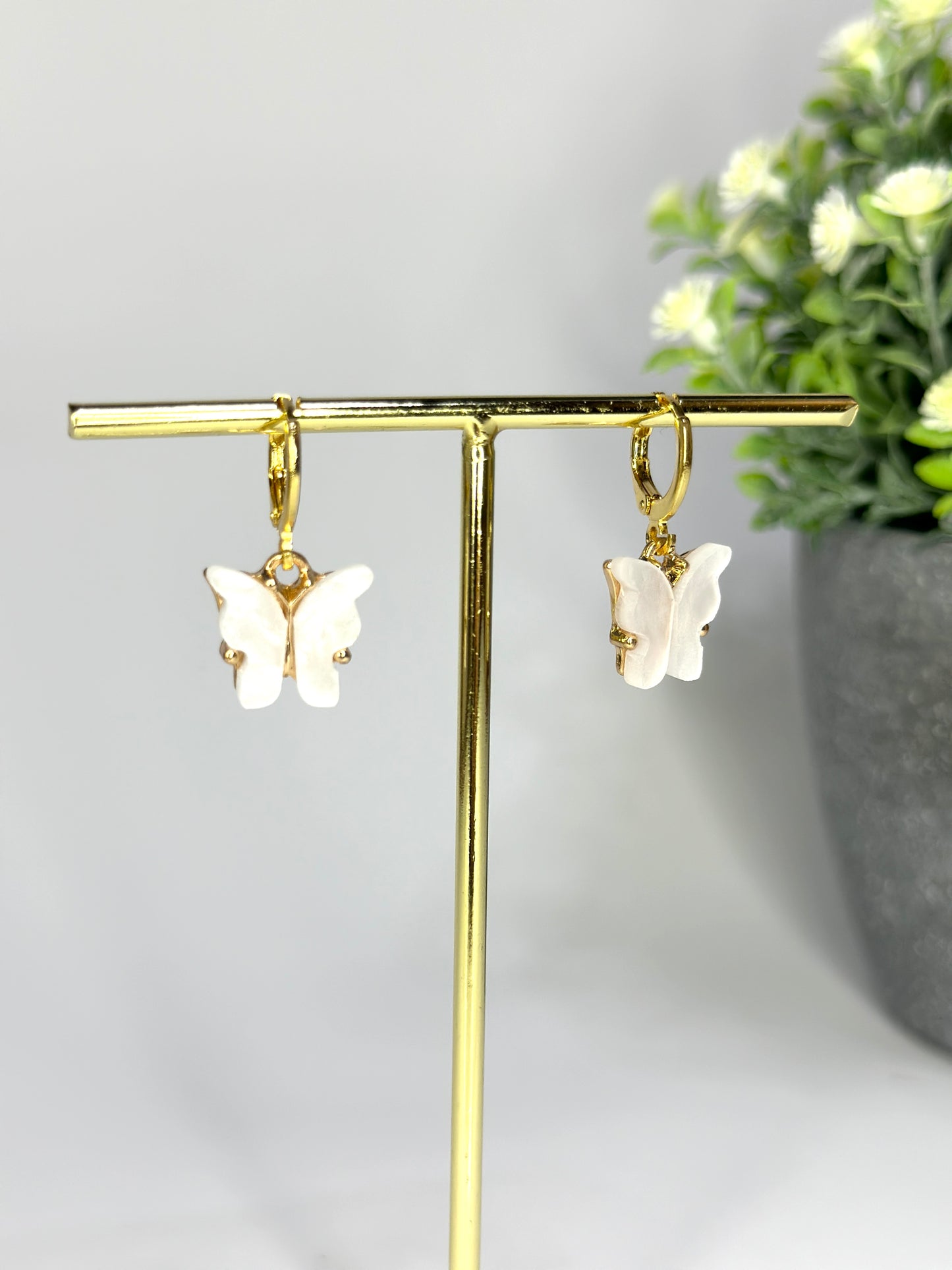 "Butterfly" hoop earrings with butterfly pendant