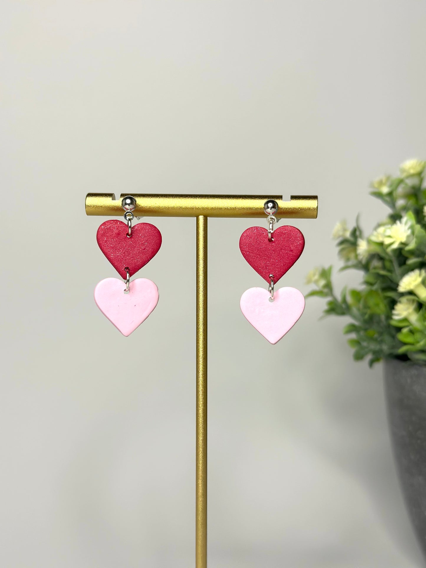 "Lovely" earrings in double heart shape