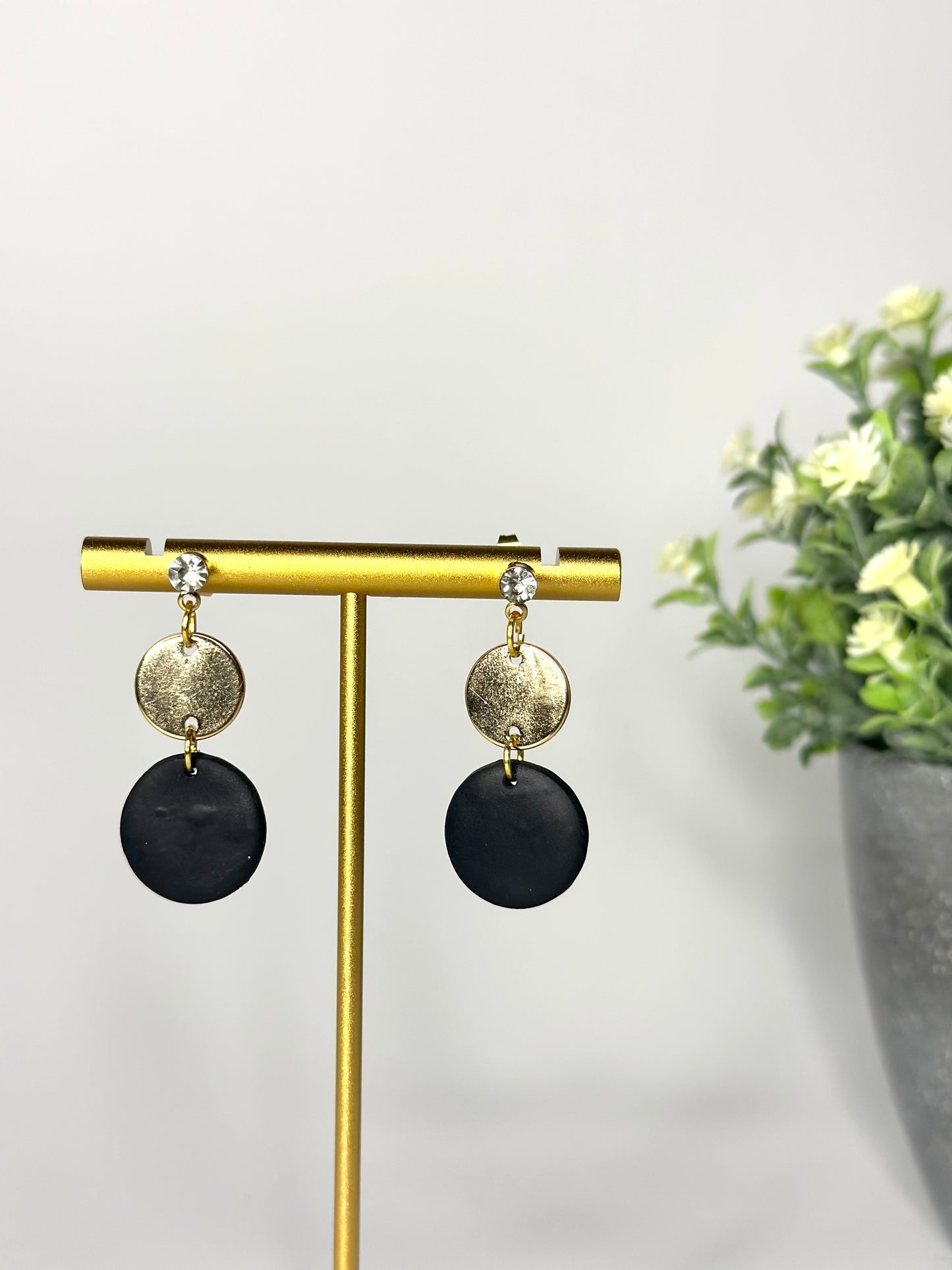 "Coco" earrings black with silver / gold plates