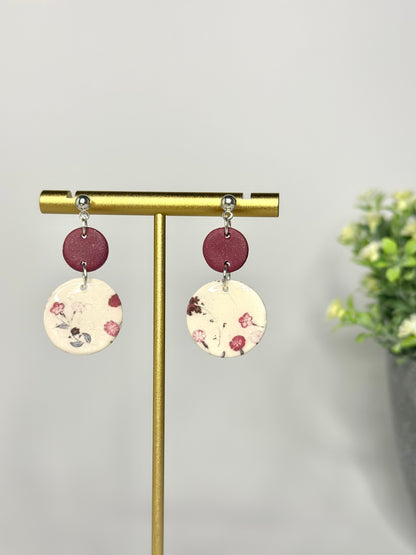 "Cosmos" earrings with a floral pattern