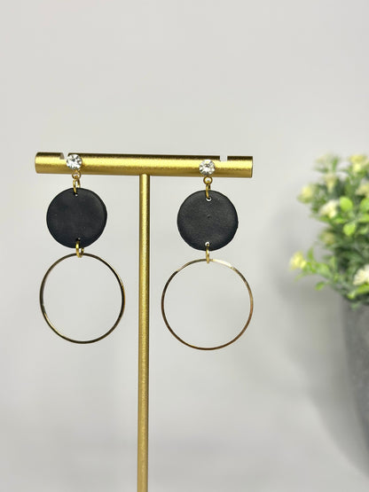 "Black" earrings with hanging ring