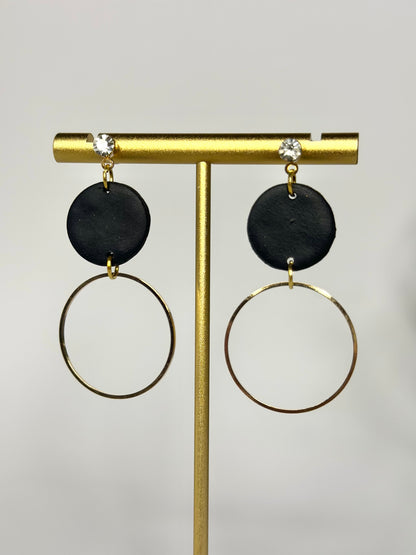 "Black" earrings with hanging ring