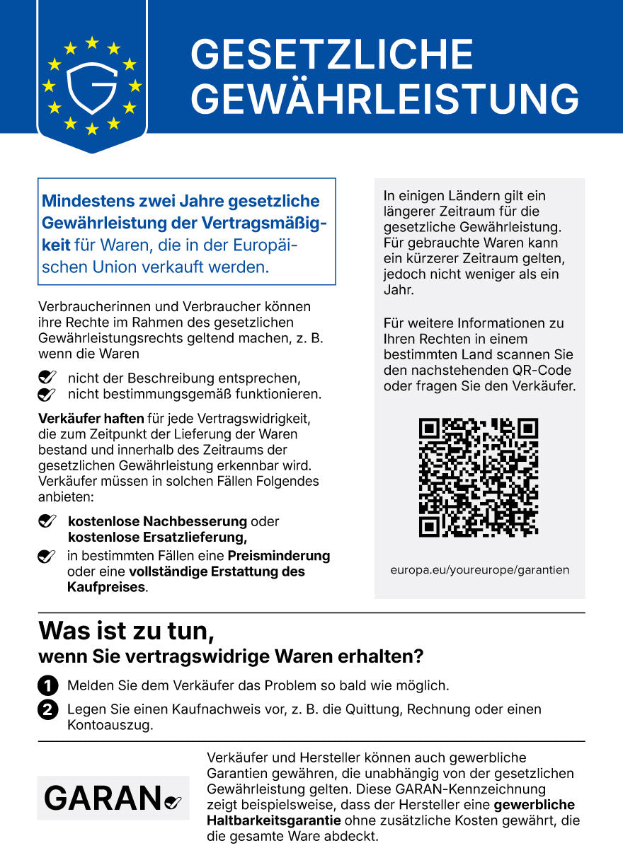 Offizielles EU-Gewährleistungslabel