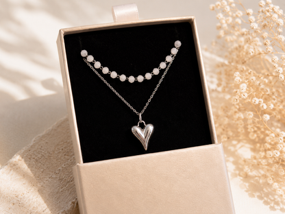 NELIA Doppelherz Kette Silber Produktbild