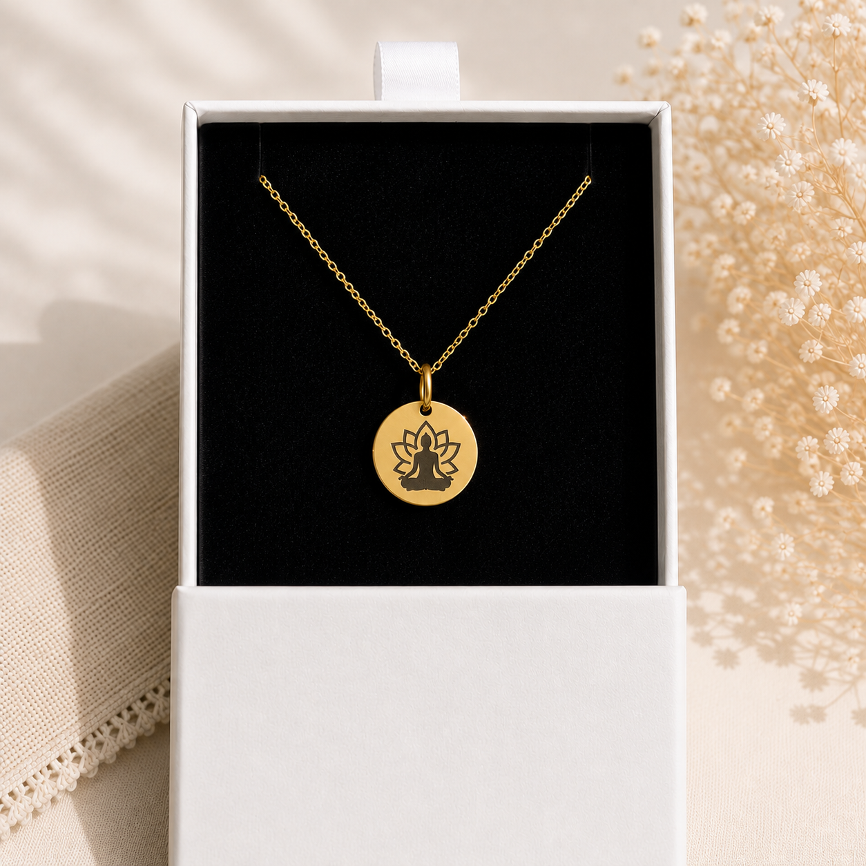 YUNA Yoga Kette Buddha in Gold – Produktbild